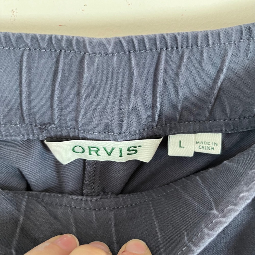 Orvis Wide Leg Cropped Pants Navy Elastic Waist Womens Lg Gorpcore Hiking Cargo - Picture 6 of 7